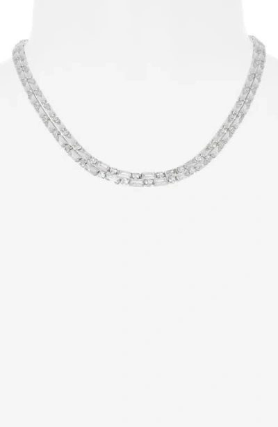 Nordstrom Rack Round & Baguette Cut Cubic Zirconia Collar Necklace In Metallic
