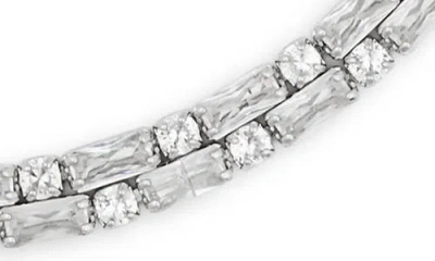 Nordstrom Rack Round & Baguette Cut Cubic Zirconia Collar Necklace In Metallic