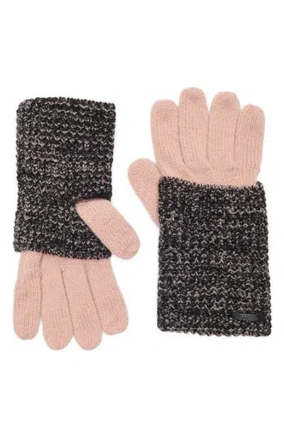 Allsaints Angled Stitch Marled Gloves In Pink