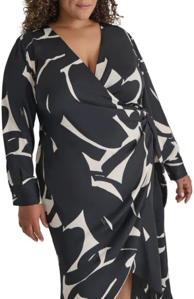 Dkny Long Sleeve Midi Dress In Multi