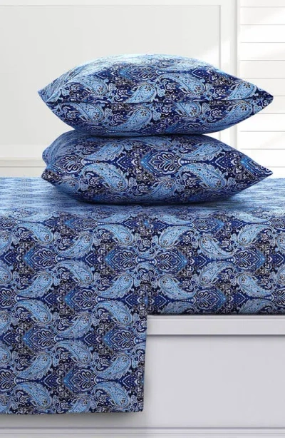 Azores Home Sofi Paisley Cotton Flannel Sheet Set In Blue