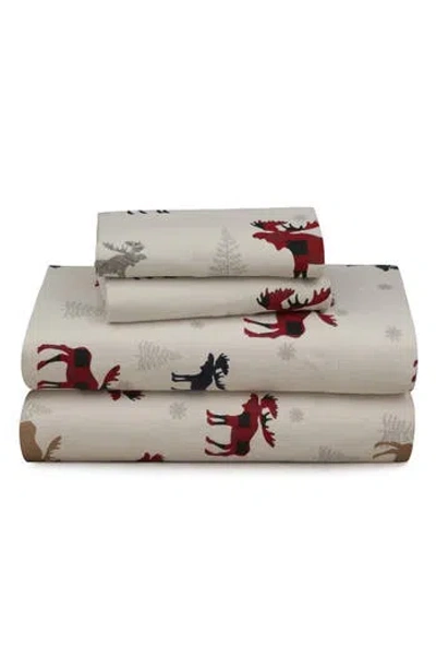 Azores Home Moose Plaid Cotton Flannel Sheet Set In Multi