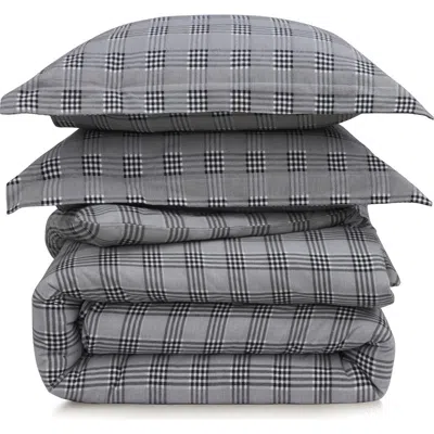 Azores Home Savannah Cotton Flannel Duvet Cover & Sham Set In Gray