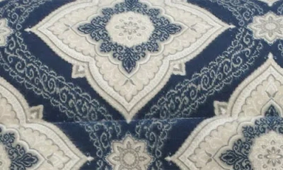 Azores Home Damask Cotton Flannel Comforter & Sham Set In Blue