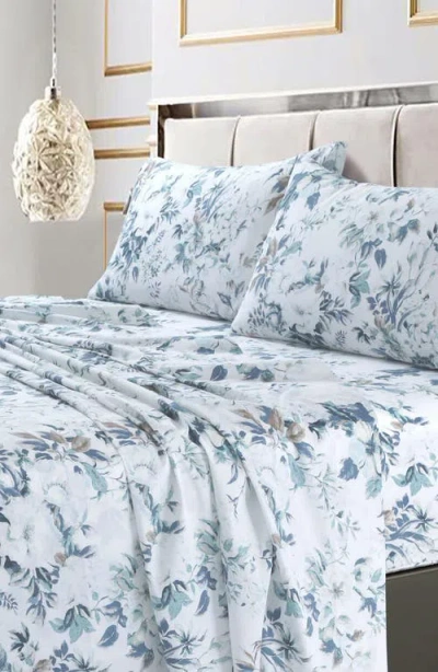 Azores Home Vernazza 300 Thread Count Cotton Sateen Sheet Set In Blue