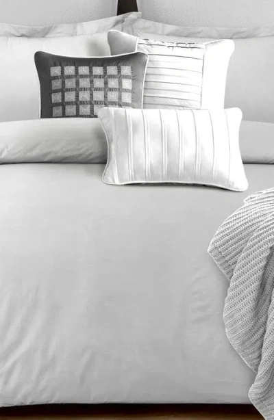 Azores Home 300 Thread Count Cotton Percale Duvet Cover & Sham Set In Gray