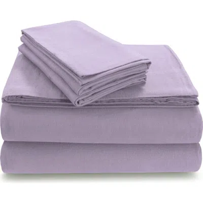Azores Home Solid Flannel Sheet Set In Purple