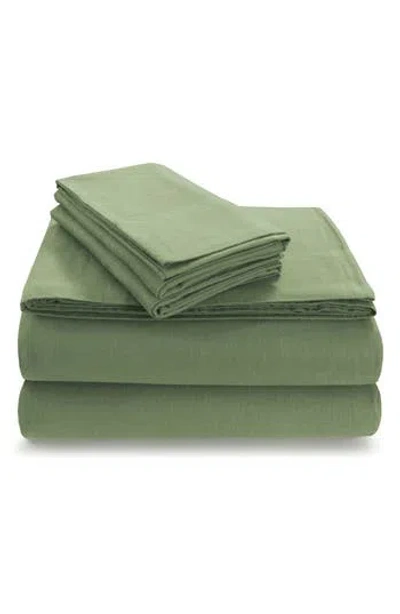 Azores Home Solid Cotton Flannel Flat Sheet In Green