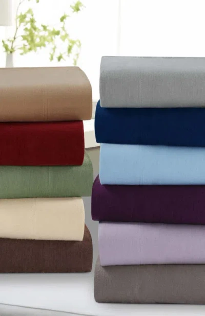 Azores Home Solid Cotton Flannel Flat Sheet In Green