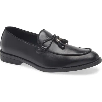 Geoffrey Beene Tassel Faux Leather Loafer In Black