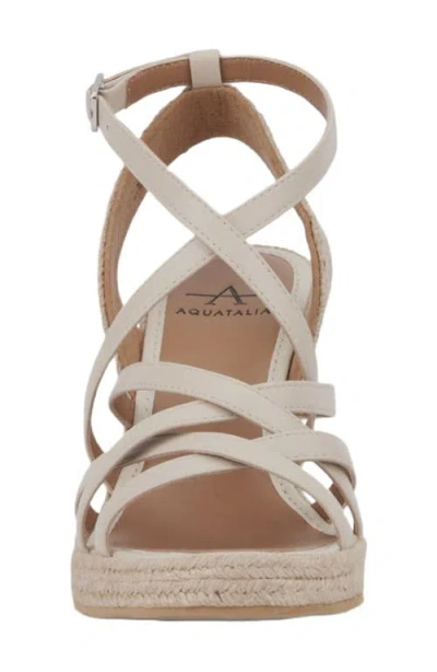 Aquatalia Jenni Water Repellent Ankle Strap Espadrille Platform Wedge Sandal In Neutral