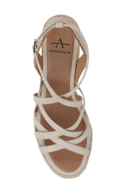 Aquatalia Jenni Water Repellent Ankle Strap Espadrille Platform Wedge Sandal In Neutral