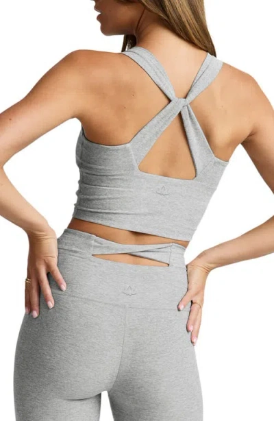 Beyond Yoga Twist Through Crop Tank In Gray