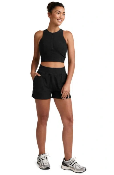 Beyond Yoga Space Dye Move Up Half Zip Tank In Black