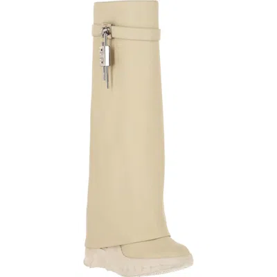 Givenchy Shark Lock Pant Shaft Leather Biker Boot In Neutral