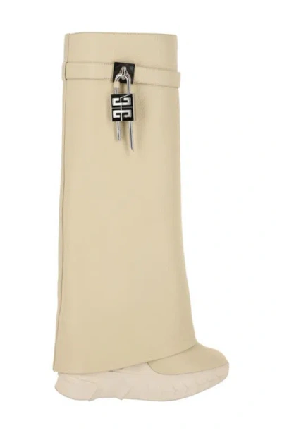 Givenchy Shark Lock Pant Shaft Leather Biker Boot In Neutral