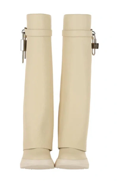Givenchy Shark Lock Pant Shaft Leather Biker Boot In Neutral
