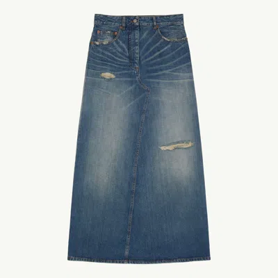 Mm6 Maison Margiela Twist Denim Maxi Skirt In Blue