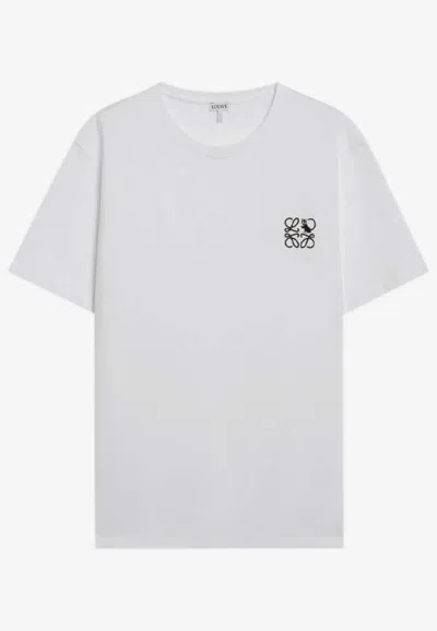 Loewe Slim-fit Logo-embroidered Cotton-jersey T-shirt In White