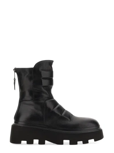 Elena Iachi Chunky Black Leather Boot In Multi