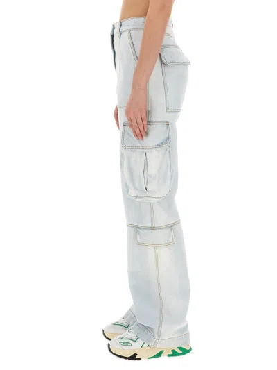 Msgm Denim Cargo Pants In Blue