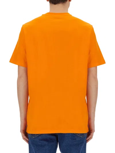 Msgm T-shirt With Logo In Orange
