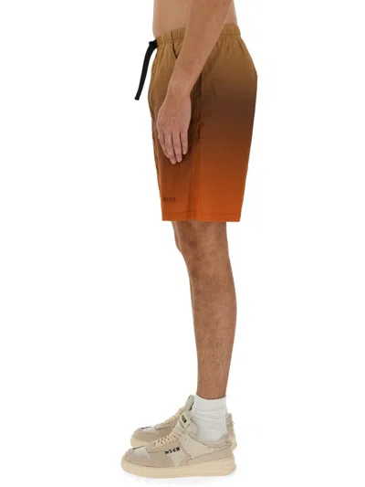 Msgm Cotton Bermuda Shorts In Burgundy