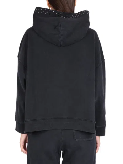 Versace Stud-embellished Logo Cotton Hoodie In Black