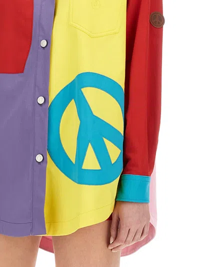 Moschino Oversized Printed Shirt With Eclectic Patchwork Design In Multi