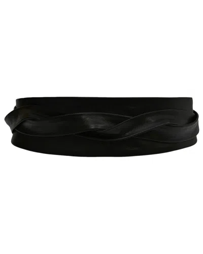 Ada Collection Classic Wrap Leather Belt In Black