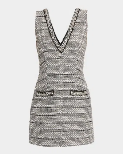 Veronica Beard Odele Jeweled Tweed Mini Dress In Multi