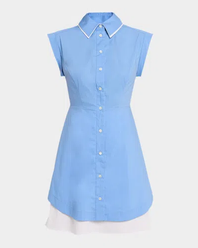Veronica Beard Westcott Button-front Mini Dress In Blue