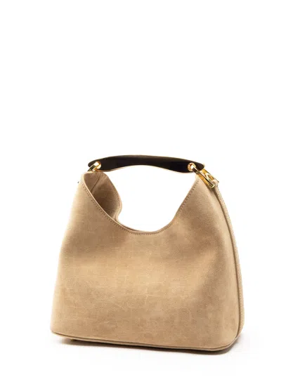 Elleme Small Boomerang Croco Suede Beige