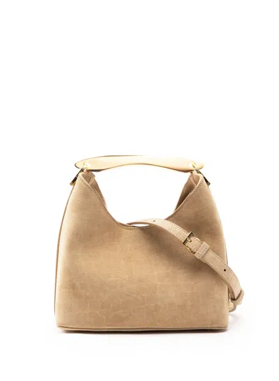 Elleme Small Boomerang Croco Suede Beige