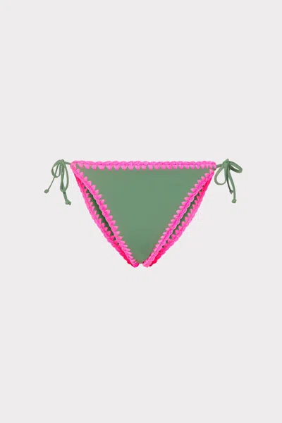Milly Cabana Solid Bikini Bottom In Green