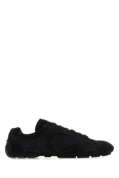 Prada Black Suede And Mesh Montecarlo Re-edition 2005 Sneakers In Black
