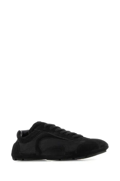 Prada Black Suede And Re-nylon Montecarlo Re-edition 2005 Sneakers In Black