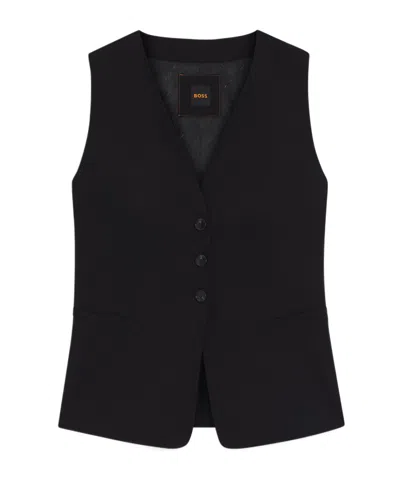 Hugo Boss Boss  Button-up V-neck Waistcoat In Black