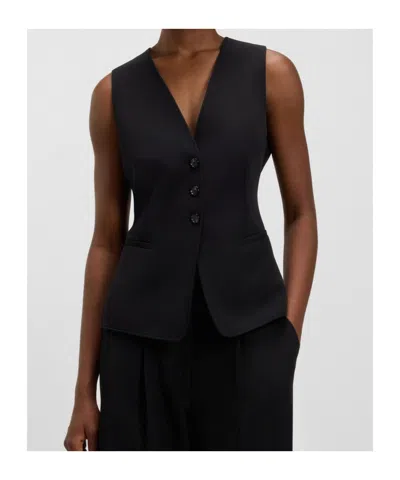 Hugo Boss Boss  Button-up V-neck Waistcoat In Black