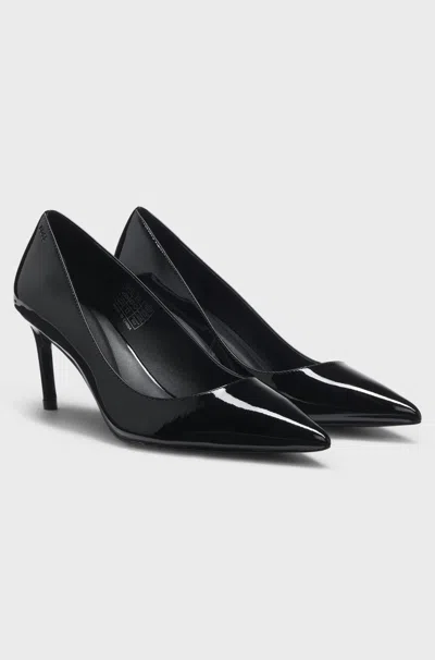 Hugo Boss Patent-leather Pumps With 7cm Heel In Black