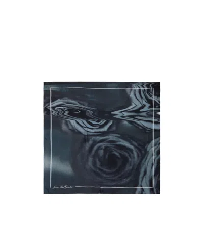 Jean Paul Gaultier Gray Silk Printed Blurry Roses Scarf In Multi