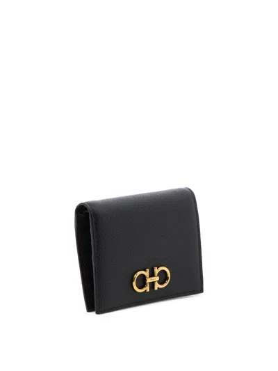 Ferragamo "gancini" Wallet In Black