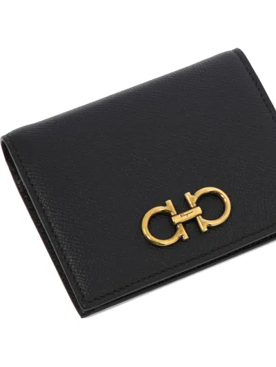 Ferragamo "gancini" Wallet In Black