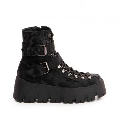 The 5th Element Women's Black Zara Chunky Camo Platform Boots In Black