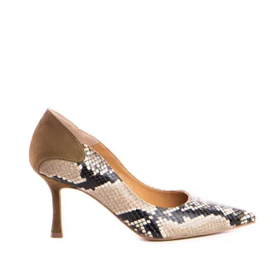 The 5th Element Women's Black / Green / Neutrals Elise Exotic Leather Pumps In Animal Print