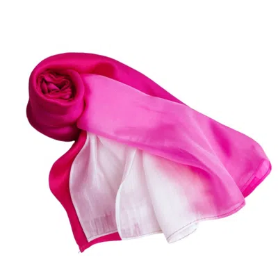 Silk And Bears Women's Hot Pink Ombre Hand-dyed Silk Scarf – Mulberry Silk Wrap In Pink