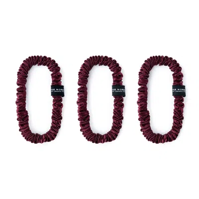 Silk Works Women's Plum Red Silk Skinny Scrunchie Set In Red