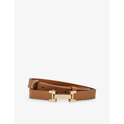 Reiss Womens  Hayley Hinged-buckle Leather Belt In Brown