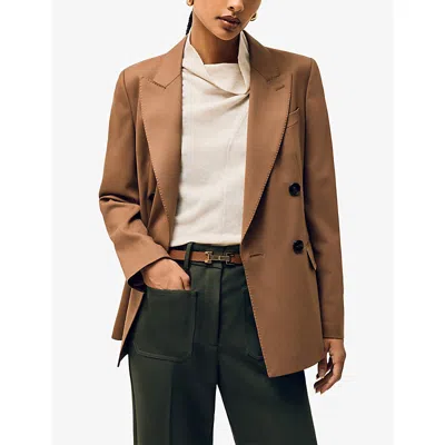 Reiss Womens  Hayley Hinged-buckle Leather Belt In Brown