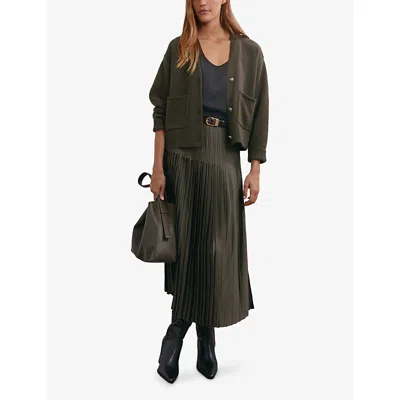 Reiss Womens  Maya V-neck Wool And Cashmere Cardigan In Green